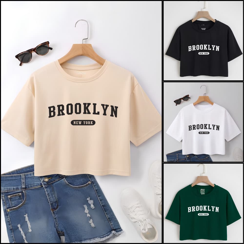 Cropped Blusa Elegante Feminina Básica Em Algodão Croped Camisa Camiseta Brooklyn