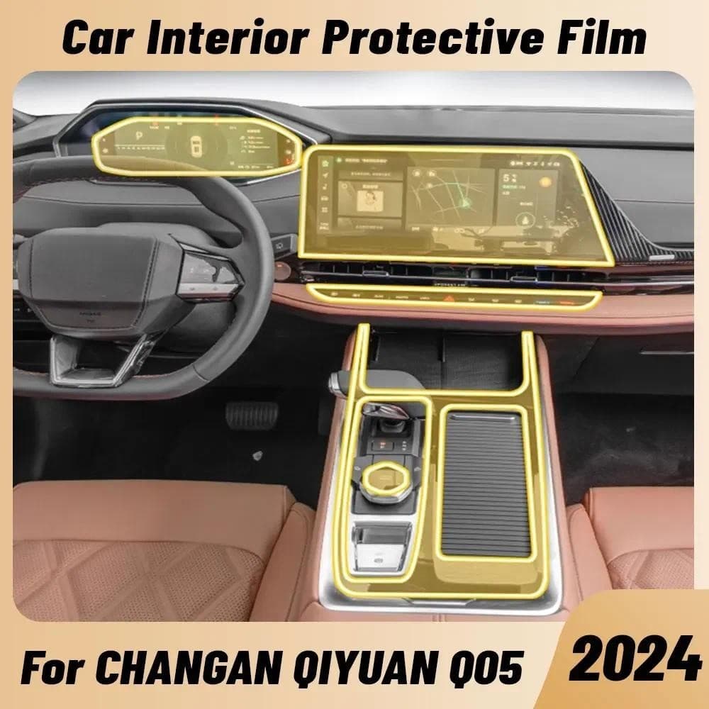 Anti-Risco Interior Do Carro Console Central Mídia Painel Navegação TPU Filme Protetor Para CHANGAN QIYUAN Q05 2024 Aces
