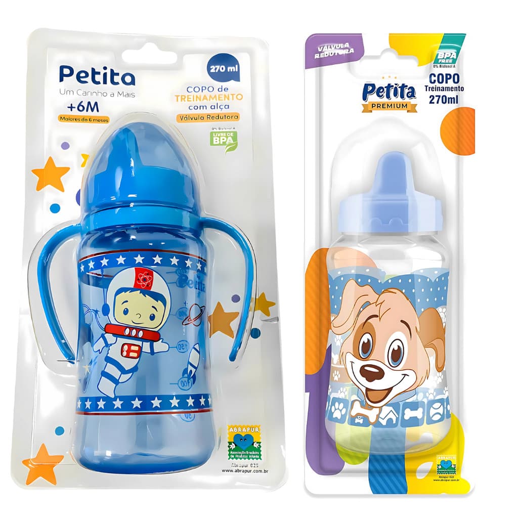 Kit 2 Copos de Treinamento Com Bico Rígido 270ml Petita