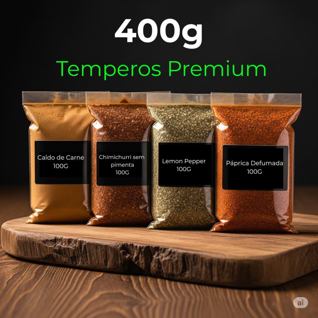 KIT 4 TEMPEROS E CONDIMENTOS NATURAIS PREMIUM SEM CONSERVANTES QUÍMICOS