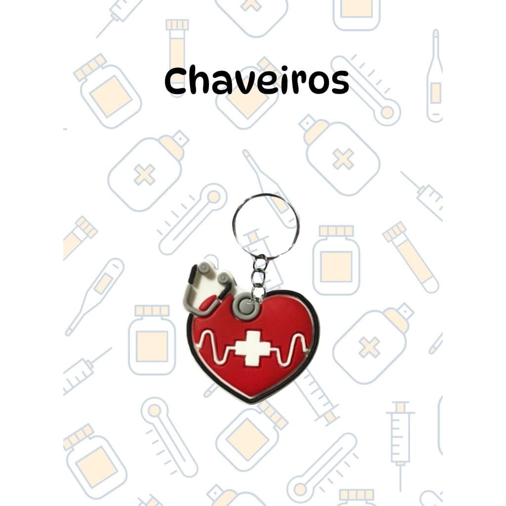 100 chaveiros enfermagem coração