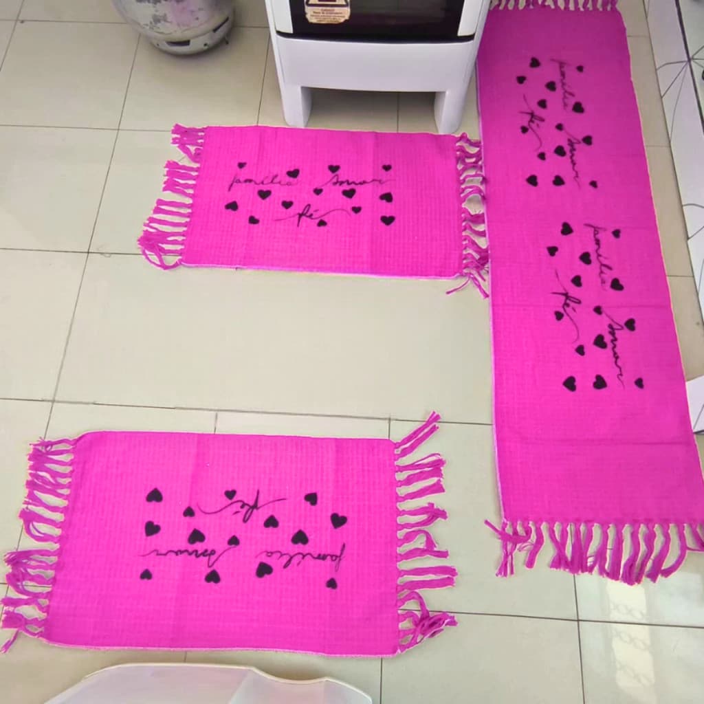 Tapete Para Sala Grande Fofinho Fofo 3Pçs Passadeira Cozinha Corredor Quarto Algodão Decoração Tear