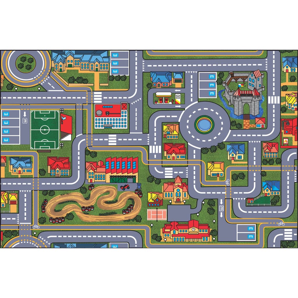 Tapete Atividades Infantil Pista Corrida Carrinho 150x100cm Cidade Impermeavel Quarto Menino Gigante