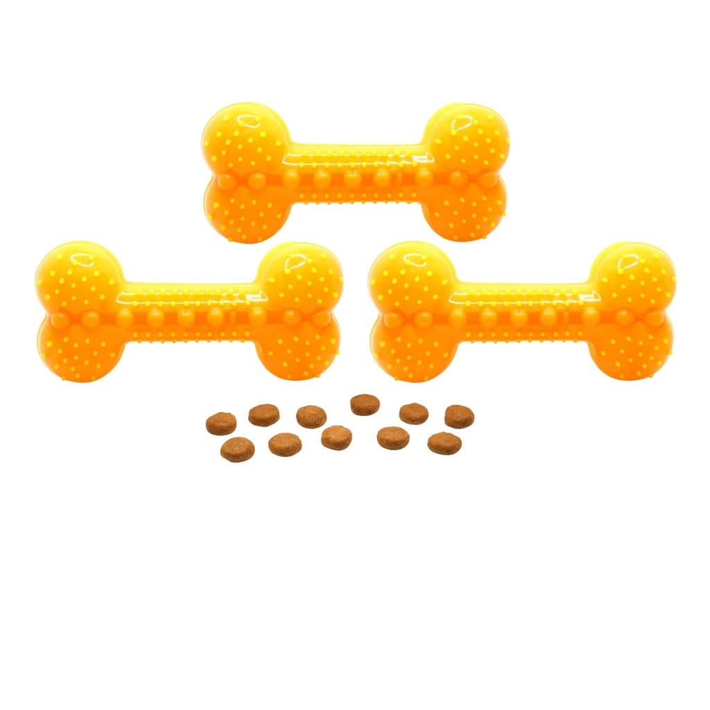 Kit 3 Osso Petisco Interativo Laranja Neon Borracha Livre de BPA