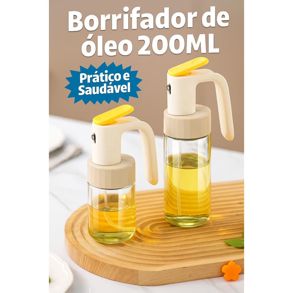 Spray de Óleo 200ml Cozinha Vidro Reutilizável para Azeite Vinagre Churrasco Saladas