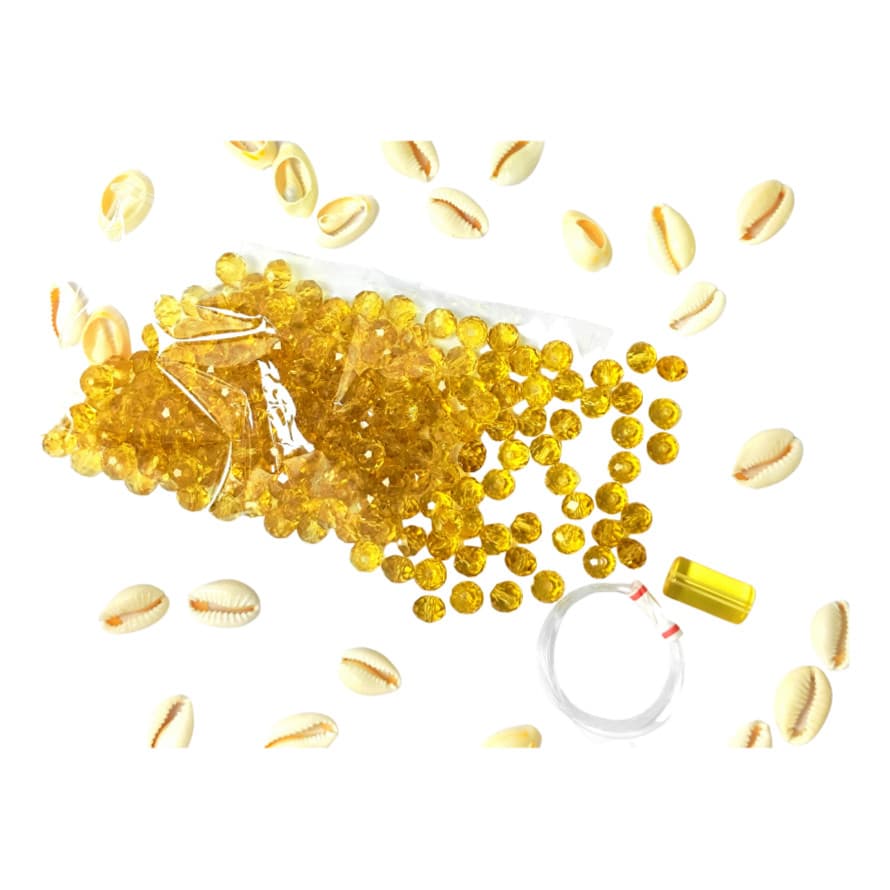 Guia Iansã - Kit 200 Contas Laranja Cristal 8mm +firma/linha Dourada