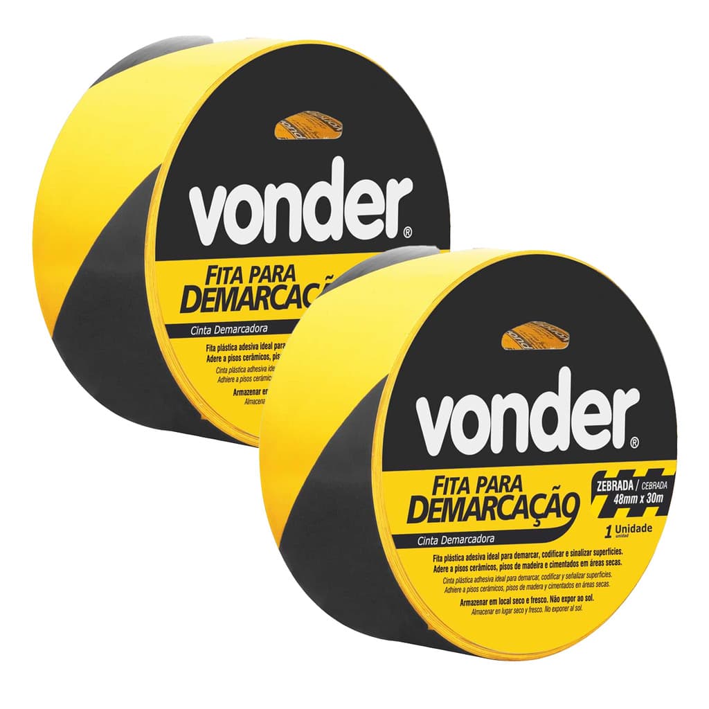 Kit 2 Fitas Demarcação Zebrada Vonder 48mm x 30m PVC