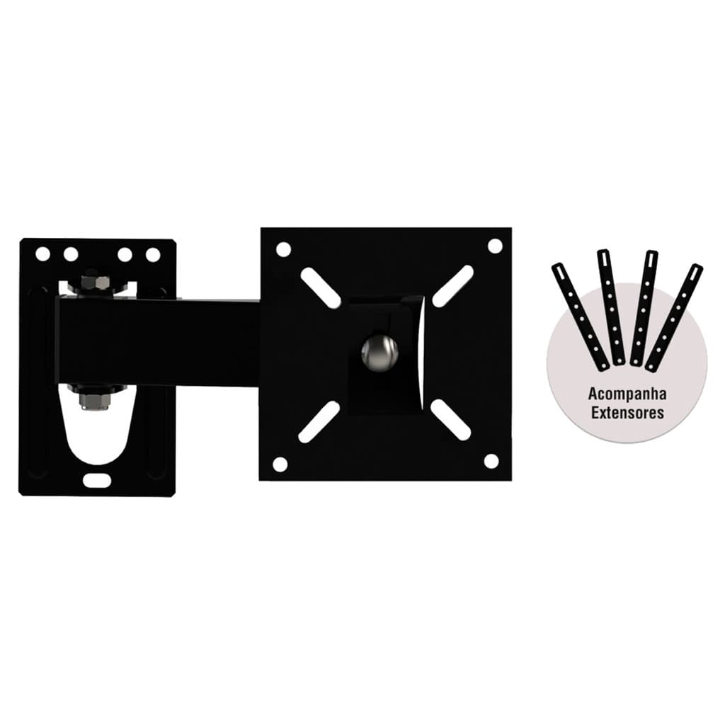 Suporte TV Articulado Parede Led Plasma Smart TV 10 - 56 Preto