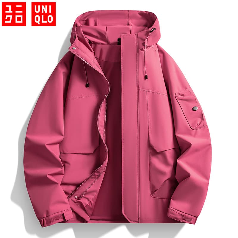 UNIQLO Jaqueta Ao Ar Livre Jaqueta Impermeável Fino À Prova De Vento Dos Feminina Moda Casual Casaco Com Capuz