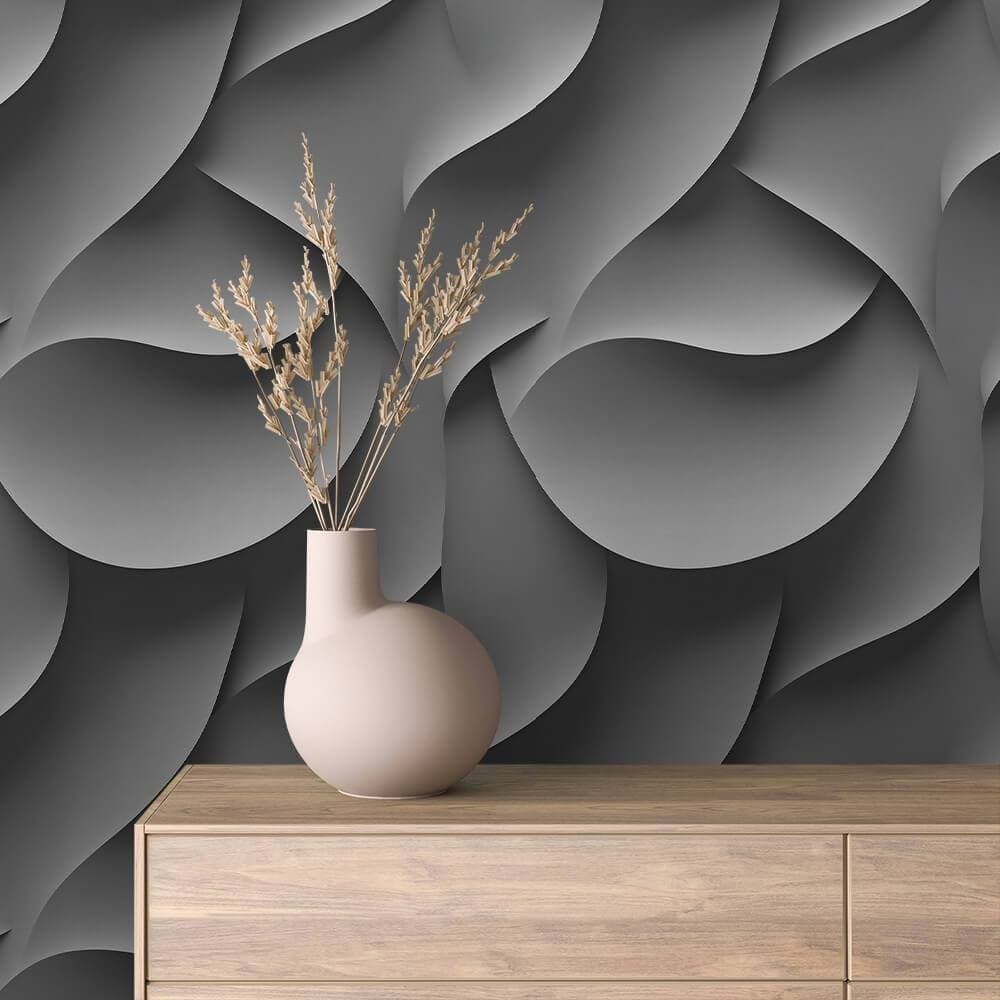 Papel De Parede 3D Preto Dourado Moderno Sofisticado Autocolante Lavável Para Sala Quarto Lavabo