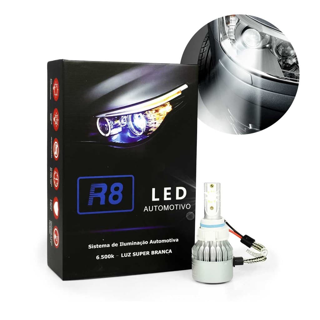 Lâmpada LED R 6000K Com Cooler  H3 H7 H16 H27 HB3 HB4