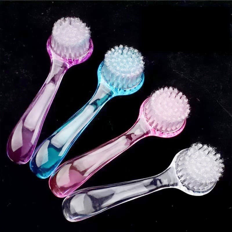 Escova de unha de cabeça redonda para manicure com capa e cabo longo, escova para limpeza de pó de superfície de unha