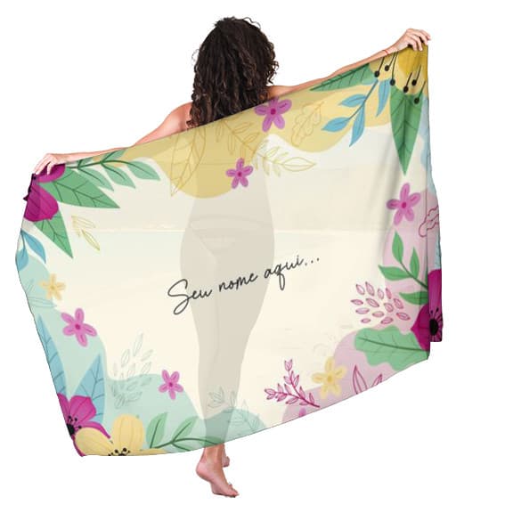 Canga Saida de Praia com nome personalizado 90x140cm