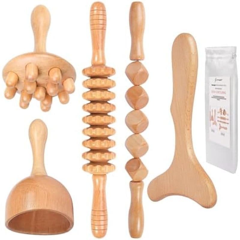 Ferramentas De Massagem Para Terapia De Madeira Komogir Massageador De Drenagem Linfática 5 Em 1 Kit Maderoteria Escultu