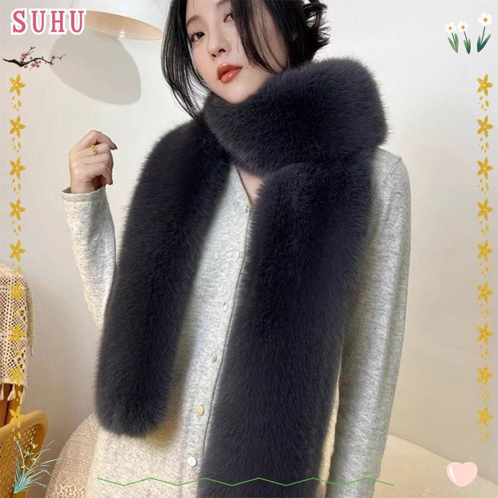 SUHU Lenço Longo De Pele Falsa , Xale Grosso De Luxo Vintage , 6 Cores , 180 Cm , Cachecóis Fofos De Pelúcia Para Mulher