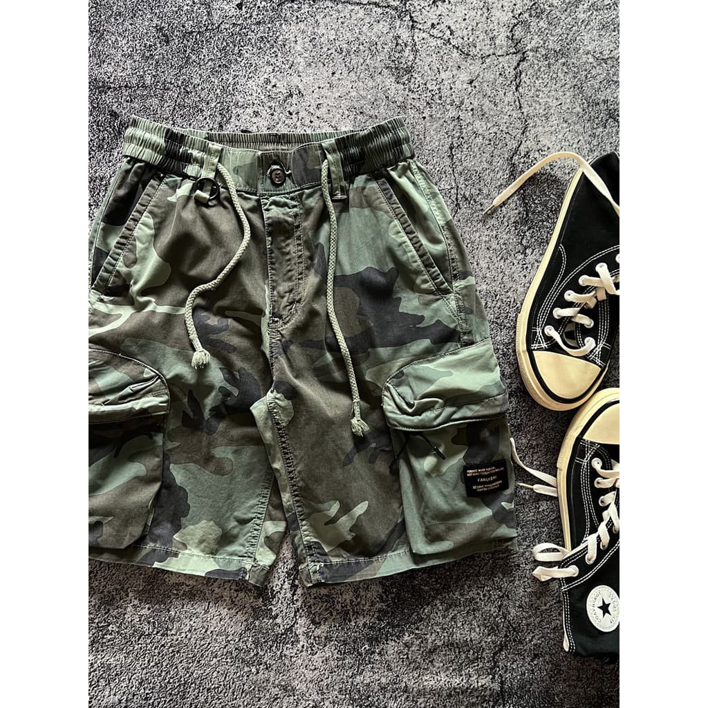 American Retro Heavy Industry Angustiado Tridimensional Zíper Multi-Bolso Macacão Camoufl