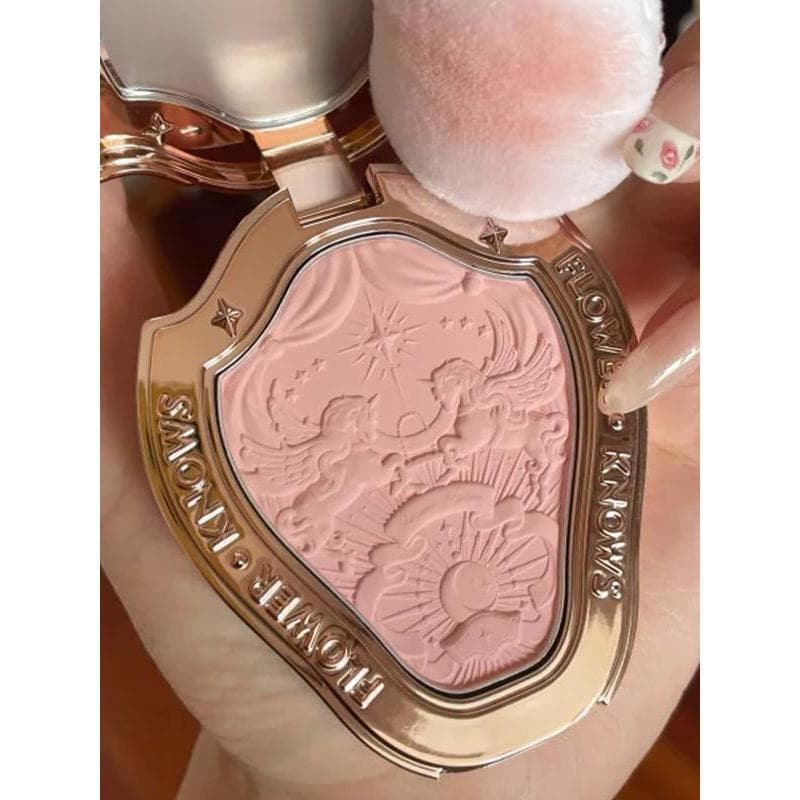 Flor sabe Blush unicórnio creme de neve pérola borboleta nuvem ombro placa de fileira dupla 01 Rouge neve alto brilho re
