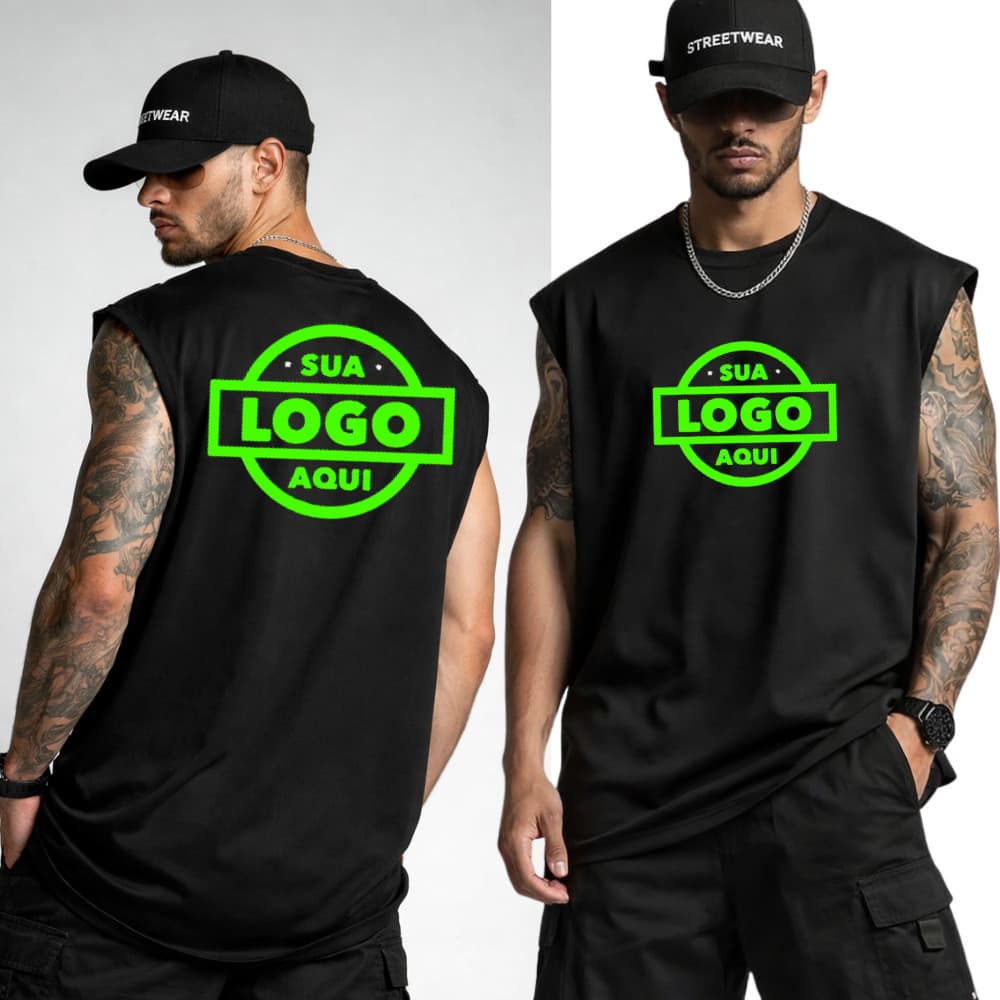 Regata Machão Masculina Personalizada sua Logo Foto ou Arte Algodão 100%