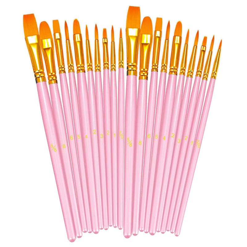 Kit com 12/20 Pincéis artísticos para pintura cerdas macias, aquarela, guache, pintura a óleo, acrílico