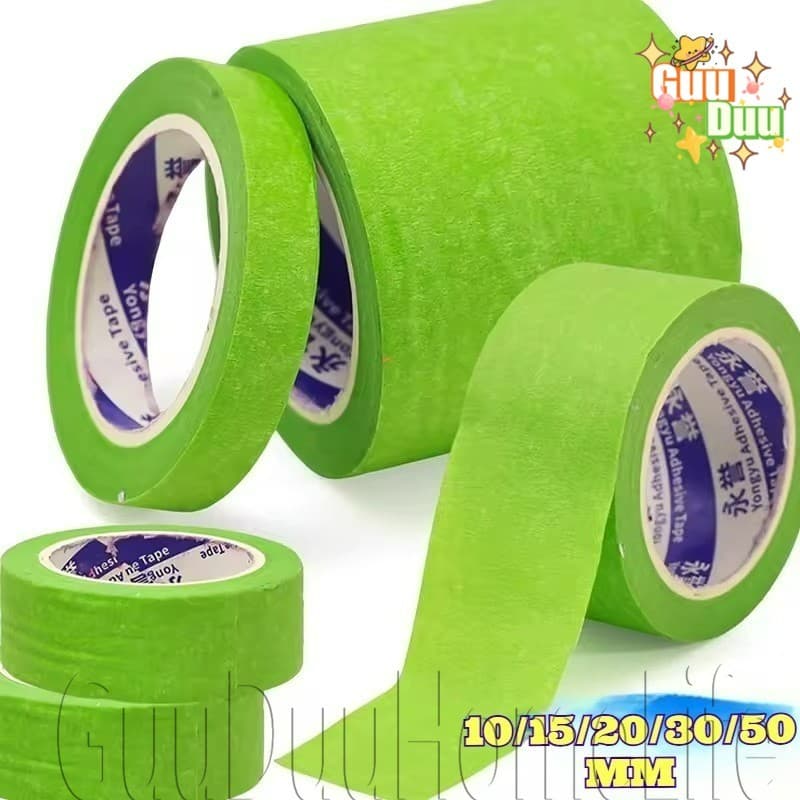 [GUUDUU] Fita De Papel Verde 10/15/20/30/50mm-Adesivo Gravável Para Etiquetagem De Rasgo À Mão-Fitas Adesivas Pintura En
