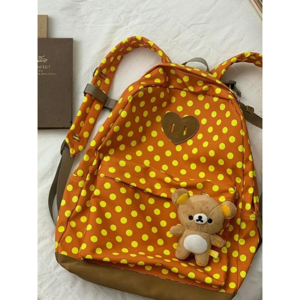 Coreano Retro Polka Dot mochila ins Campus All-Match leve estudantes do ensino médio mochila feminina lazer mochila de v