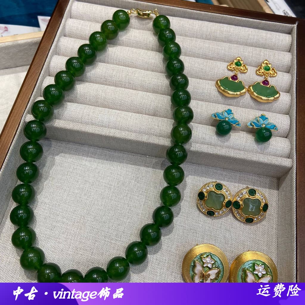 Ins nicho Design verde Taiwan Jade redondo grânulo colar High-End sentimento elegante clavícula corrente feminino 2025 n