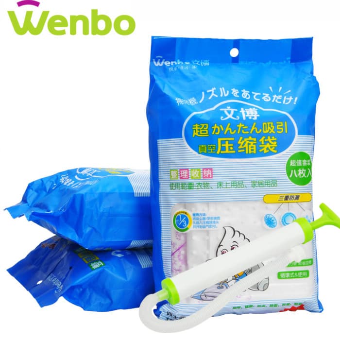 Wenbo Compressão a Vácuo Bolsa 8 Colcha Espessada de Seda Armazenamento a Vácuo Bolsa 4 Grande 4 Conjunto Médio Bomba Gr