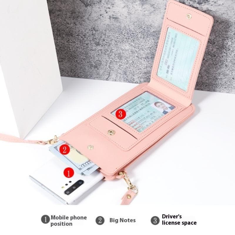 Bolsa feminina decorativa, carteira de couro macio, bolsa para celular com tela sensível ao toque, alça transversal para