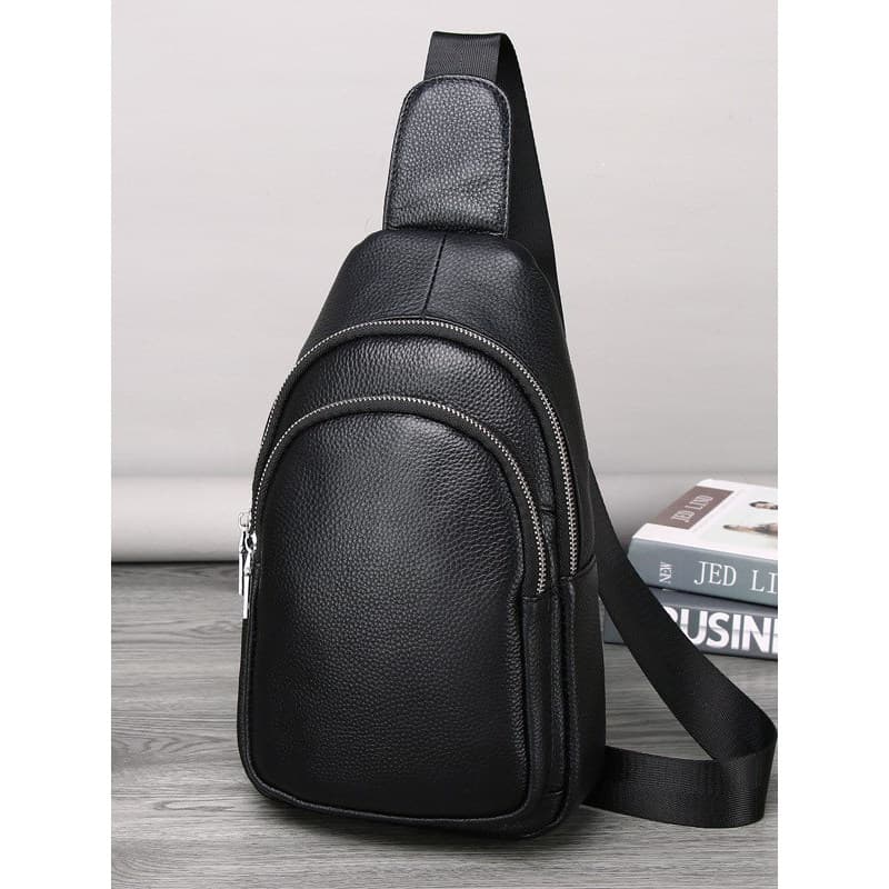Lion Layton Bolsa mensageiro de ombro de couro genuíno masculina, bolsa de peito de couro de primeira camada, moda moder