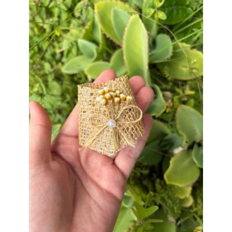 20 Porta guardanapo de juta com flor sempre viva decoração mesa posta