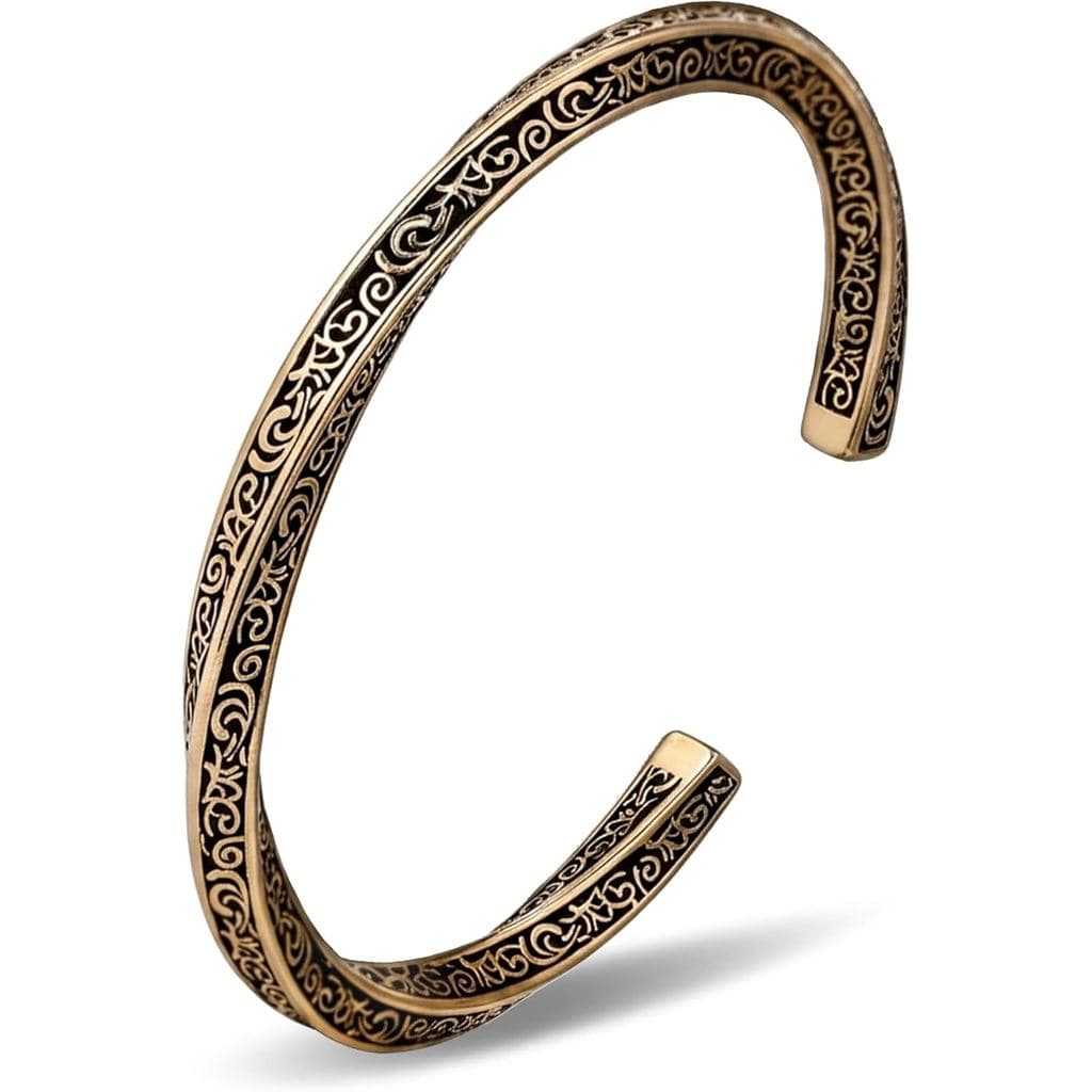 Pulseira de Latão para Mulheres, Bracelete de Latão com Gravação Mística, Pulseiras Ajustáveis para Mulheres, Pulseira M