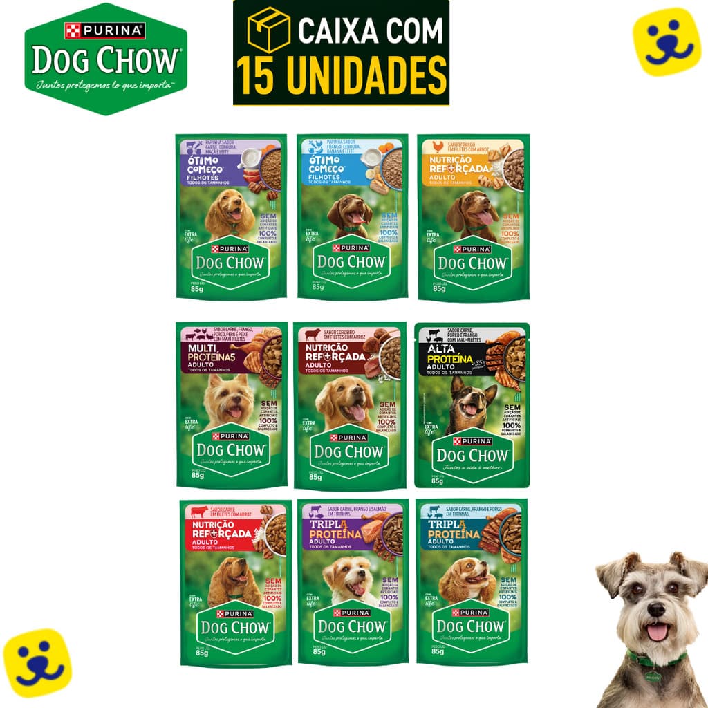 Kit 15 Sachês Dog Chow Ração Úmida Cachorro Sachê para Cachorro Sachê Dog Chow Caixa Sache Cachorro