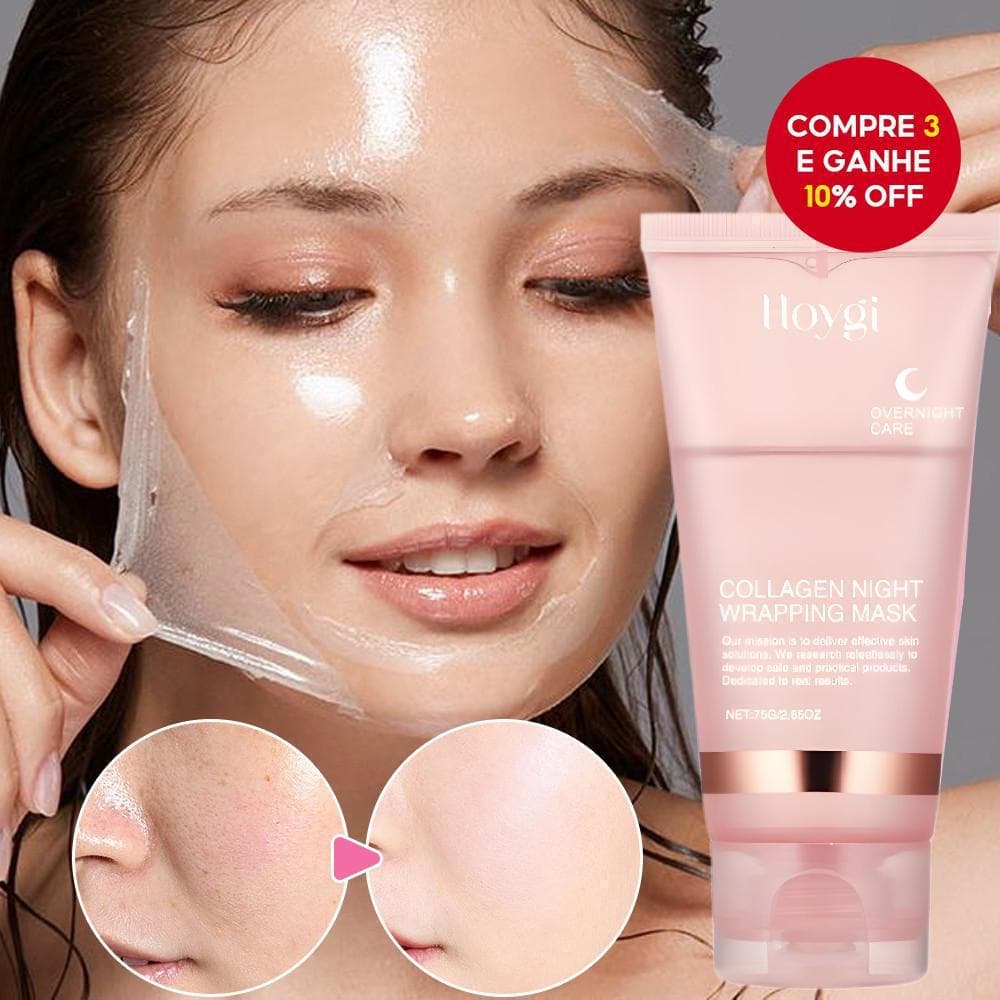 Máscara Noturna de Colágeno Coreana - Repara, Hidrata e Ilumina a Pele! Melhora a Elasticidade, Combate Rugas - 75g.