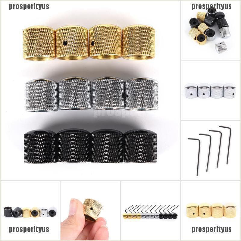 [prosperityus] 4pcs Metal Electric Bass Guitar Volume Tone Control Knobs Dome Knobs +Wrench [BR]
