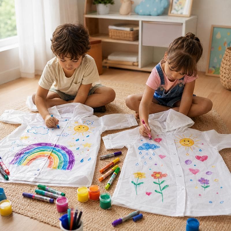 Capa de chuva Infantil Branca para PINTAR Unissex