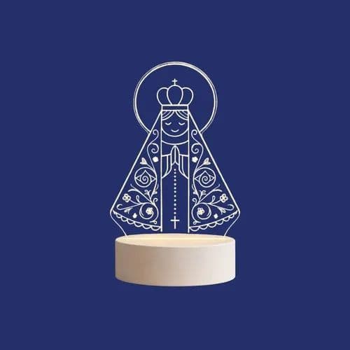 Luminária Nossa Senhora Aparecida Led 3d Abajur Mesa Branco