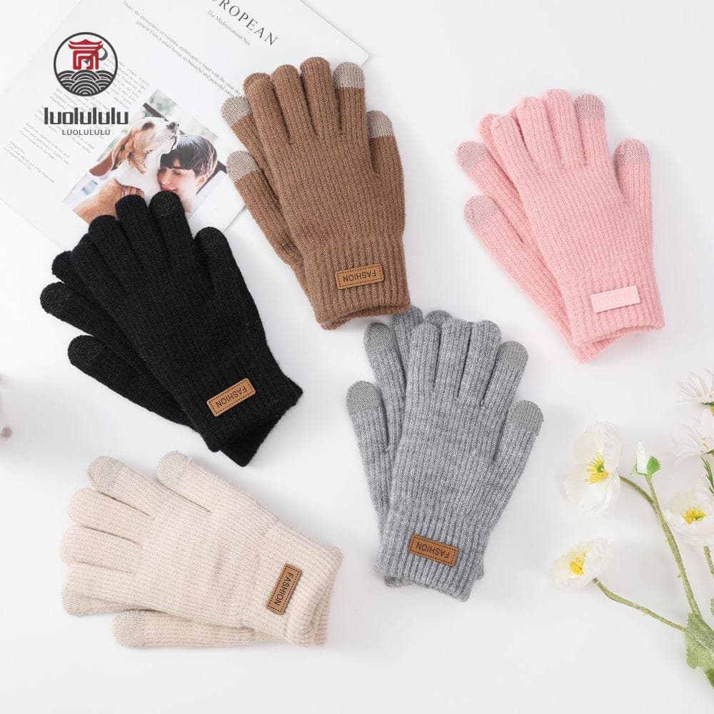 LUOLULULU Luvas De Inverno , Malha Macia À Prova De Frio Grossas De Dedo Inteiro Com Tela Sensível Ao Toque , Mulheres E
