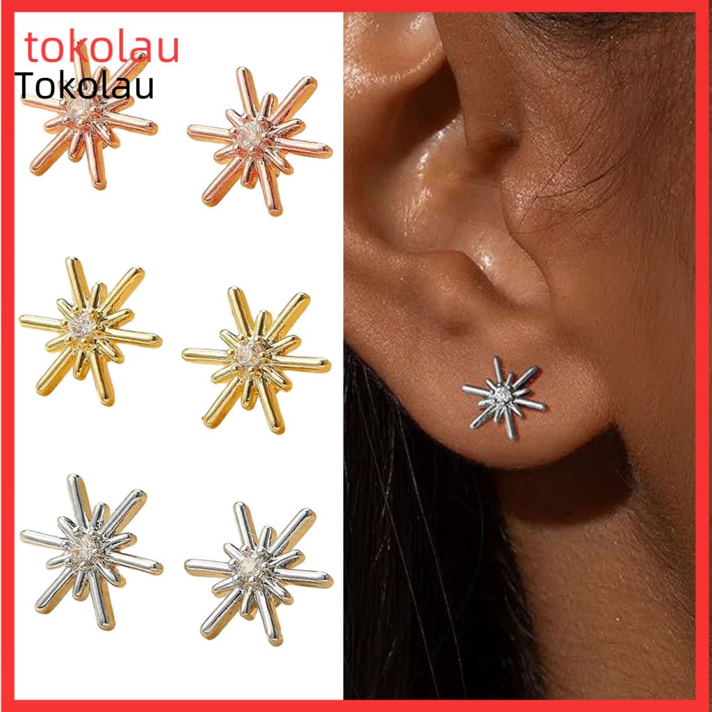 Fashionable Stud Earrings Minimalist Star for Women Sparkling Rhinestone Ear Studs Wear Party Jewelry Gift Elegant and L