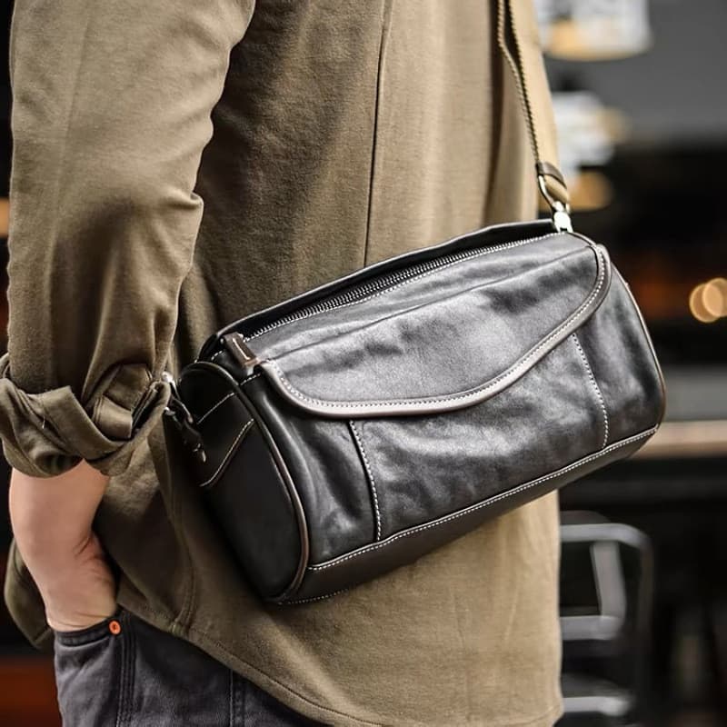 Primeira camada de couro masculino saco do mensageiro High-End couro genuíno All-Match Commuter saco nicho Casual moda m