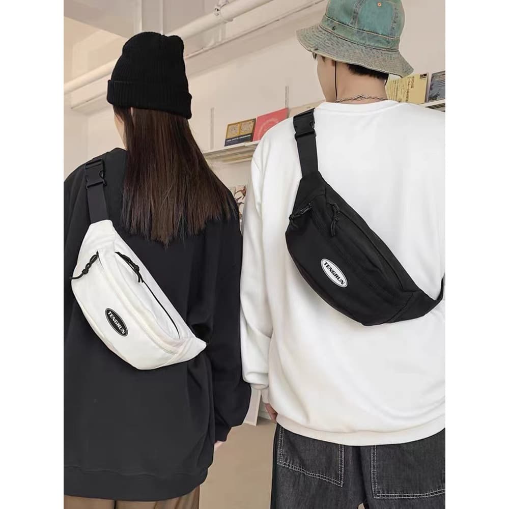 Estilo japonês Street Wear saco de peito casal simples leve de um ombro pequena mochila feminina Casual esportes saco do