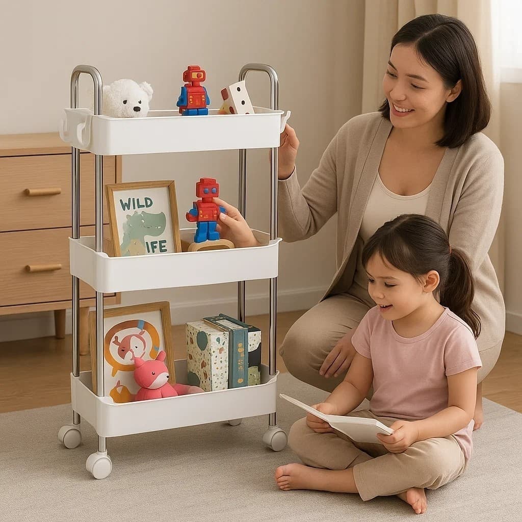 Prateleira com Rodinhas Branca Rack Fruteira Estante Verduras Temperos Livros