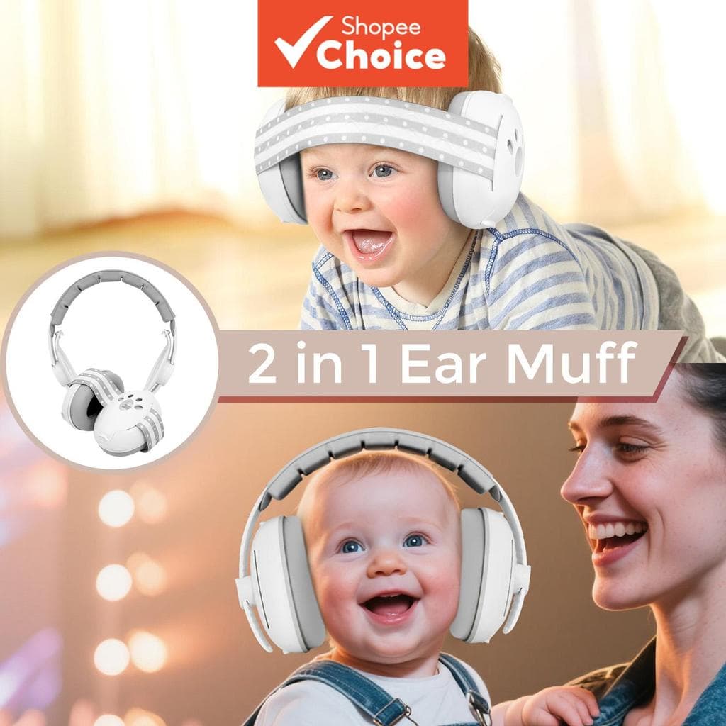 Protetores Auriculares para Bebê com Redução de Ruído 2 em 1, Faixa de Cabeça com Faixa e Estilo Duplo, Protetores de