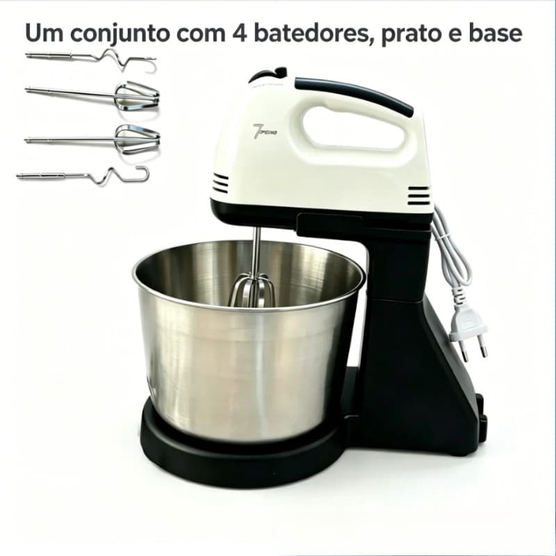 Batedeira Misturadora Leve De Mão Com 7 Velocidades 110V Bate Bolo Massa Chantilly Ovo Um conjunto combinado
