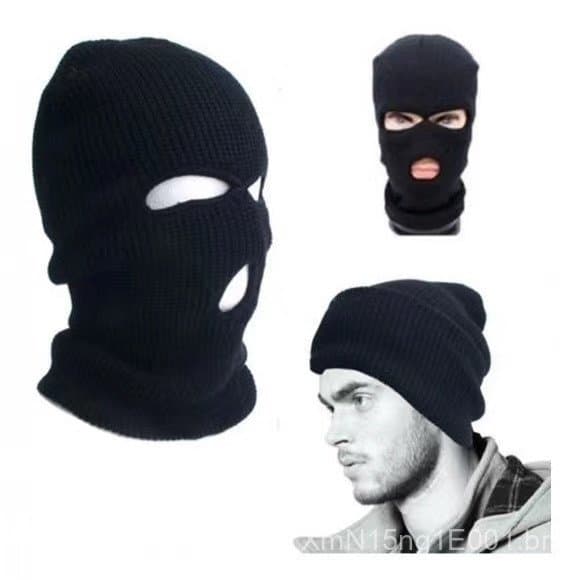 Touca com Pelúcia Gorro Balaclava 3 Furos De Lã Motoqueiro Inverno Frio Envio Imediato