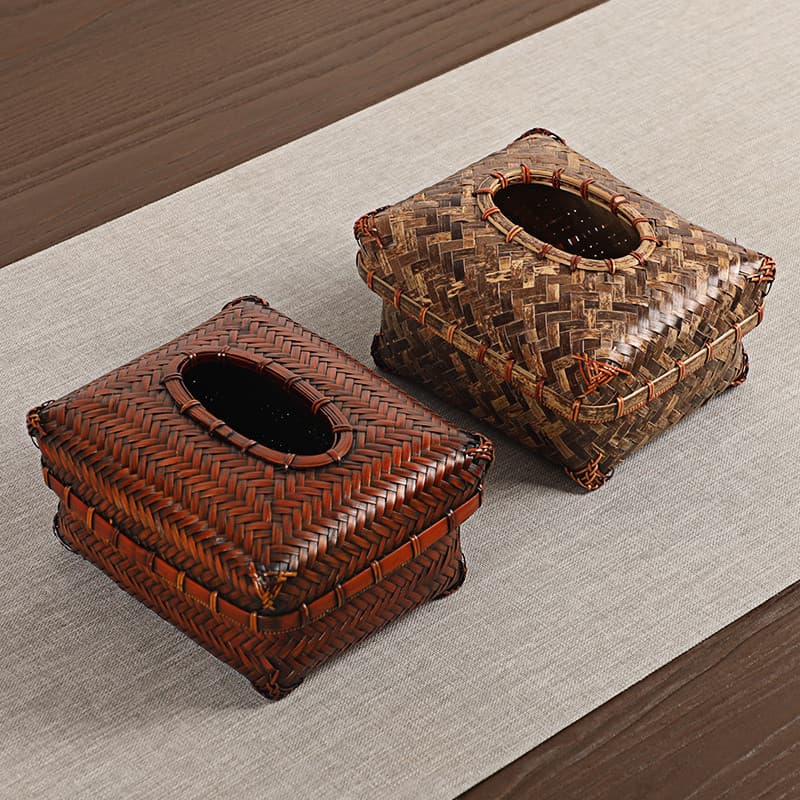 Puro artesanal roxo bambu bambu tecido caixa de tecido caixa de papel de bambu chinês Retro caixa de armazenamento sala