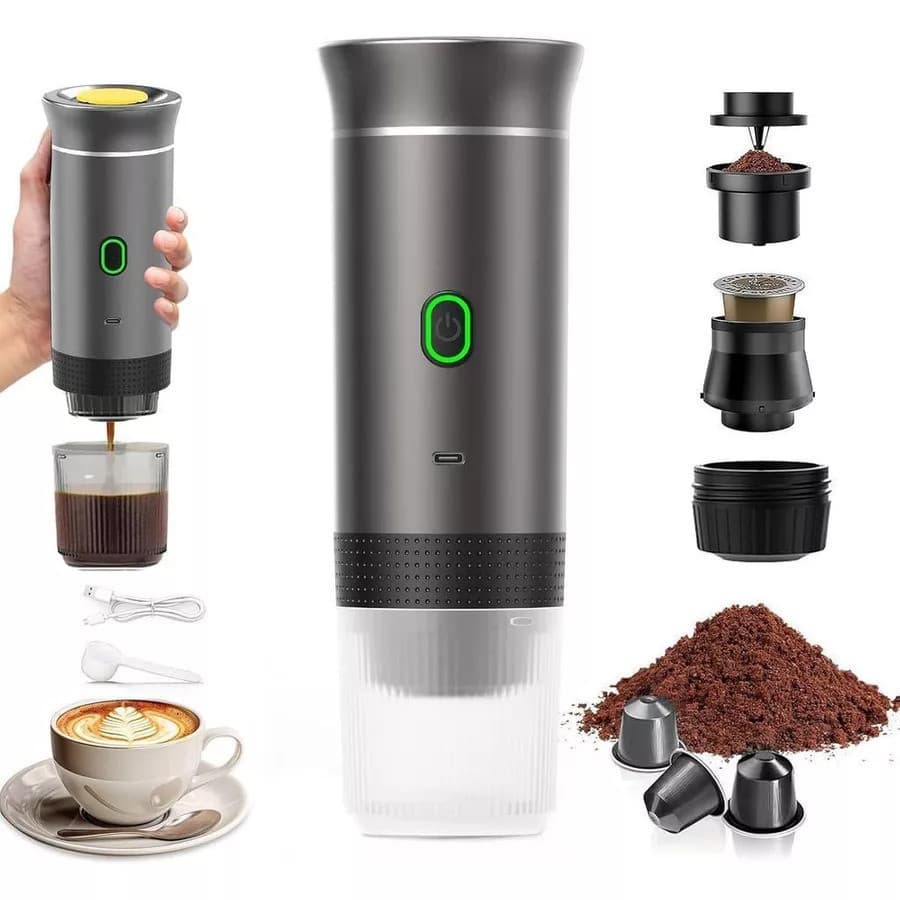 Máquina de Café Expresso Portátil 3 em 1 Elétrica para Cafeteira cápsulas e Café Moído RBG