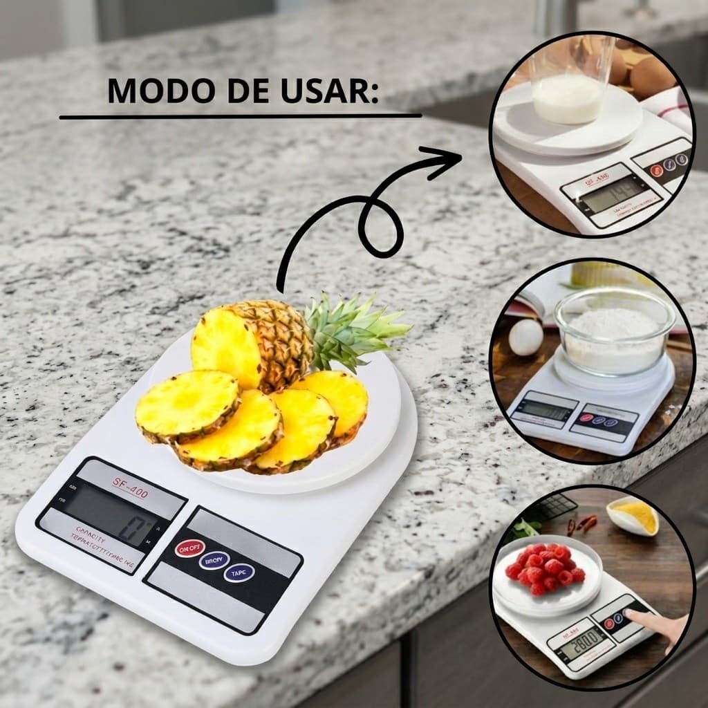 Balança Eletrônica Culinária com Função Tara, Pesagem entre 1g e 10kg