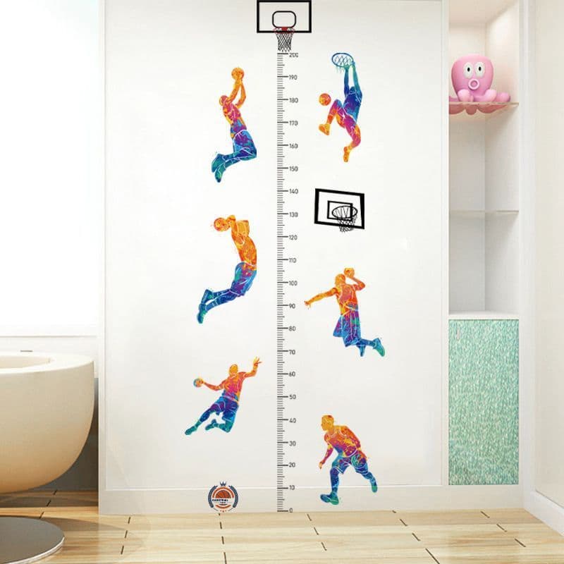 Medição de altura adesivos coloridos jogando basquete altura adesivos júnior estudantes do ensino médio quarto dormitóri