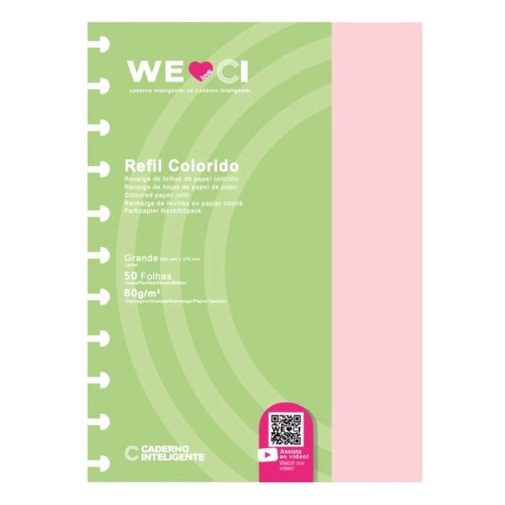 Refil Colorido Caderno Inteligente Grande 50 Folhas 80g