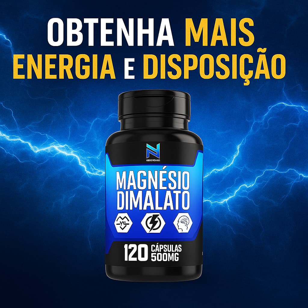 Magnésio Dimalato 500mg 120 Cápsulas Suplemento Alimentar Energia Disposição Músculos Ossos Saúde